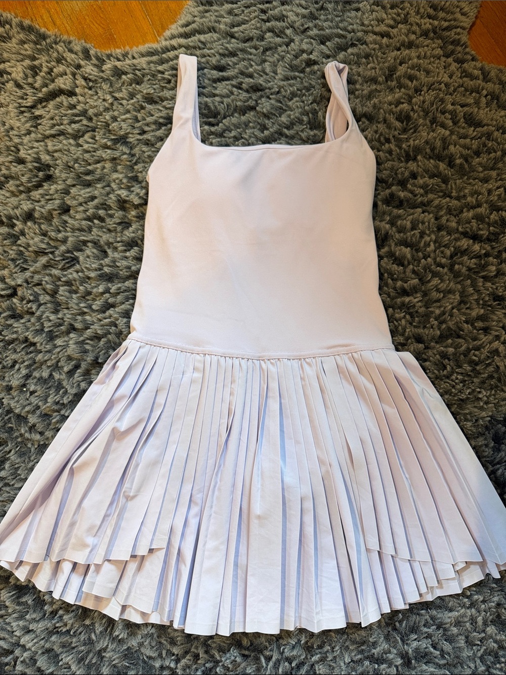 Girls Light Lavender Pleated Tank Dress
